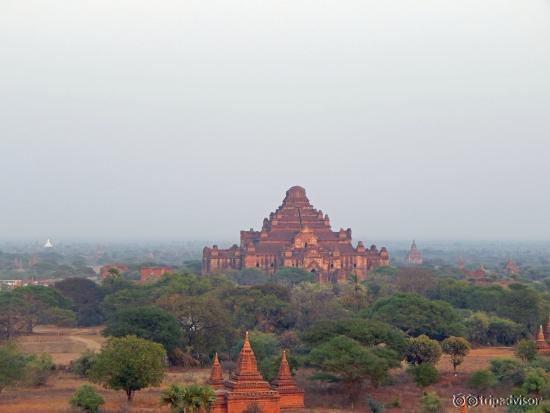 Each temple is highlighted by the setting sun.