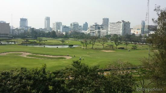 Overlooking the golf course.