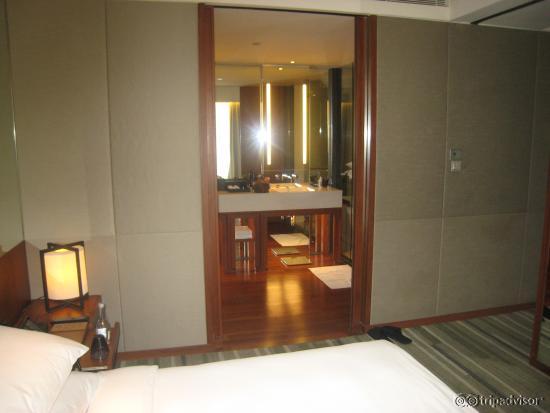 View from bedroom into bathroom