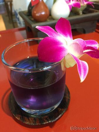 Welcome tea made of bluepea flower