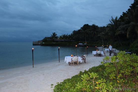 Romantic dinner on the beach