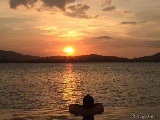 sunset from our private infinity pool
