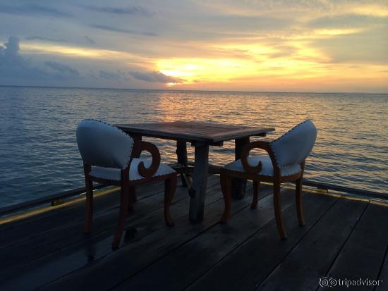 corner table at restaurant - get for breakfast (sunrise)