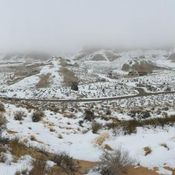 Amangiri resort nestled in the snowy desert