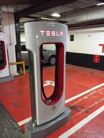 Tesla Supercharger in The Tower Hotel Car Park