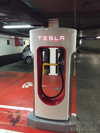 Tesla Supercharger in The Tower Hotel Car Park