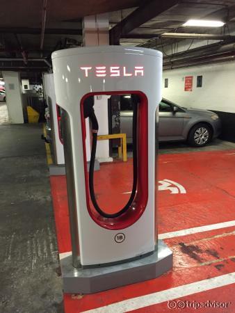 Tesla Supercharger in The Tower Hotel Car Park