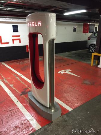 Tesla Supercharger in The Tower Hotel Car Park