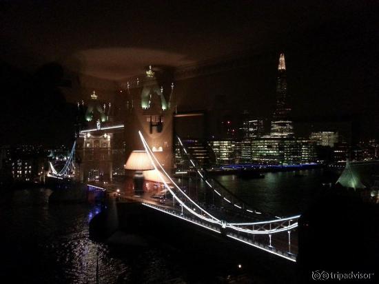 Tower Bridge at night.