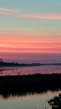 Sun appraches at fresh water pond Assateague, VA