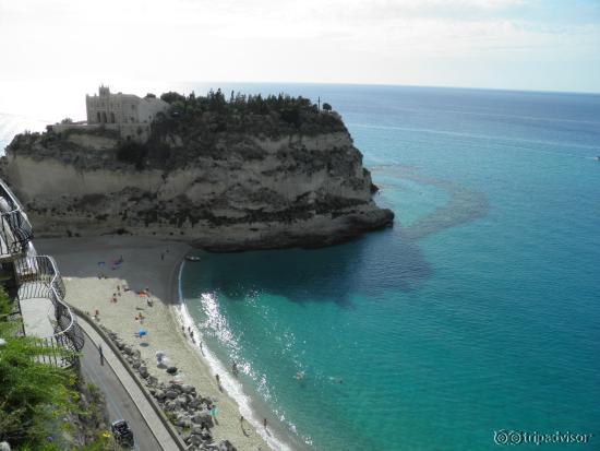 View of Tropea Beach from the observation point in Old city of Tropea