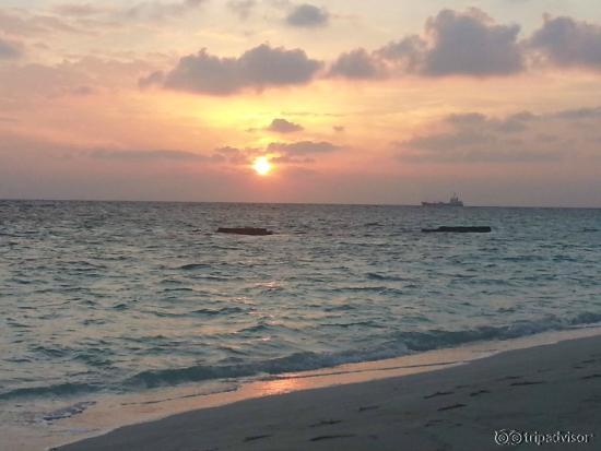Sunrise from the beach across our villa