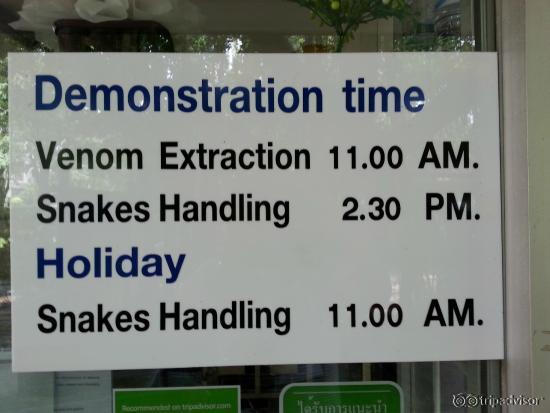 ヘビ園のショーの時間