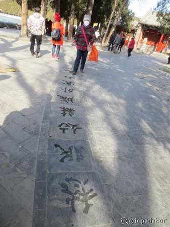 Chinese poetry drawn in water on the sidewalk