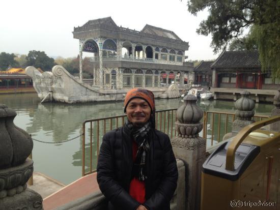 by the lake in front of the Marble Boat.