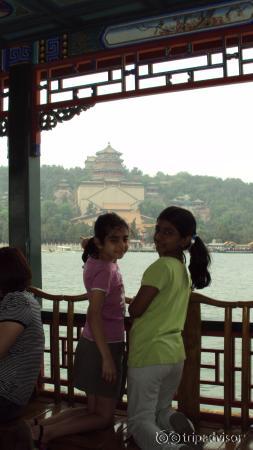 Jennifer & friend on the Dragon Boat on Kunming Lake, Beijing China.
