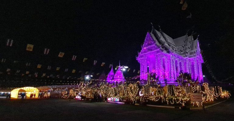 ความสวยงามของพระอุโบสถยามค่ำคืน วัดดอนใหญ่