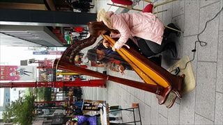 สาวสวยเล่น Harp เครื่องดนตรีตัวเป็นล้าน ริมถนน ในไต้หวัน