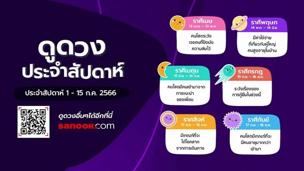 ดูดวงประจำสัปดาห์ 1-15 ก.ค. 2566