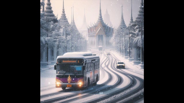 เปิดภาพน่าทึ่ง! AI สานฝันในวันหิมะตกหนักที่ประเทศไทย