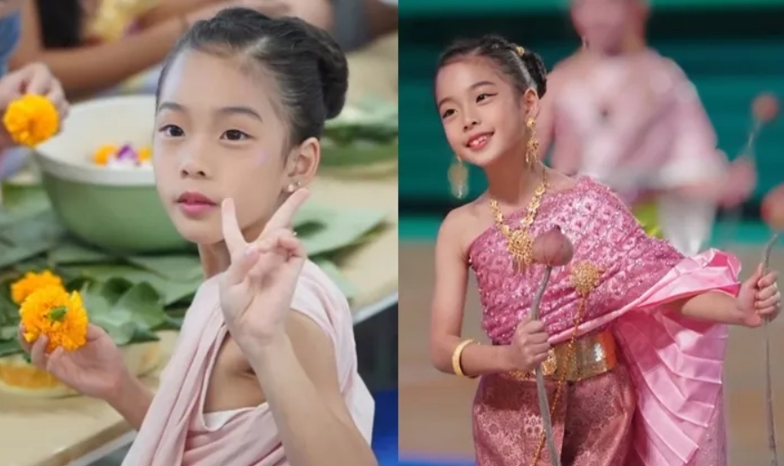 "น้องเป่าเปา" ลูกสาวกุ๊บกิ๊บ-บี้ แต่งชุดไทยแสดงรำงานโรงเรียน สวยละมุนมาก