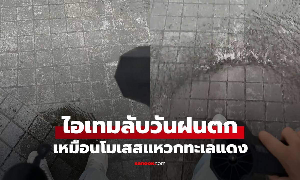 ฝนตก-น้ำท่วม! สาวพก 