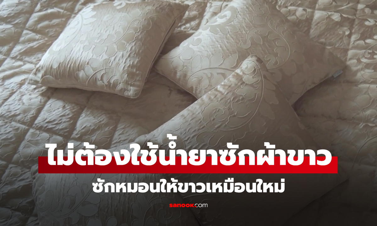 ไม่ต้องใช้น้ำยาซักผ้าขาว ซักหมอนให้ขาวเหมือนใหม่