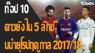 ท็อป 10 ดาวยิง ใน 5 ลีกชั้นนำยุโรปฤดูกาล 2017/18