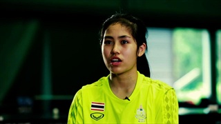 สุธาสินี เสวตรบุตร และภาดาศักดิ์ ตันวิริยะเวชกุล นักกีฬาเทเบิลเทนนิสทีมชาติไทย