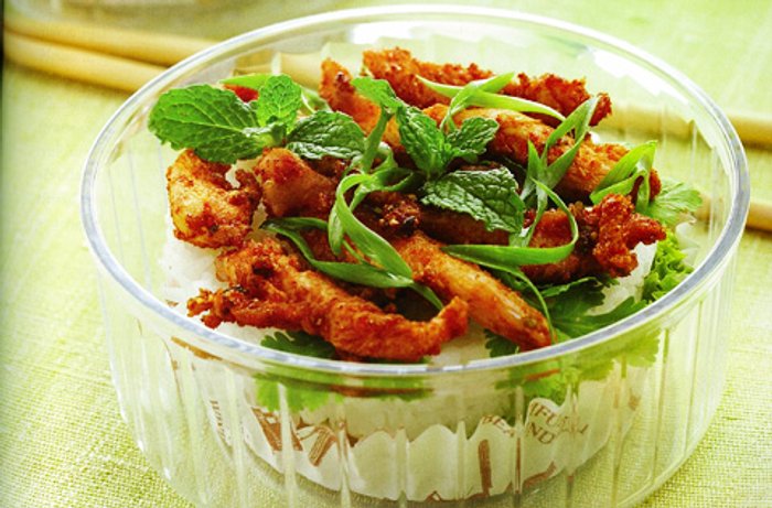 เบอร์เกอร์ข้าวน้ำตกไก่กรอบ