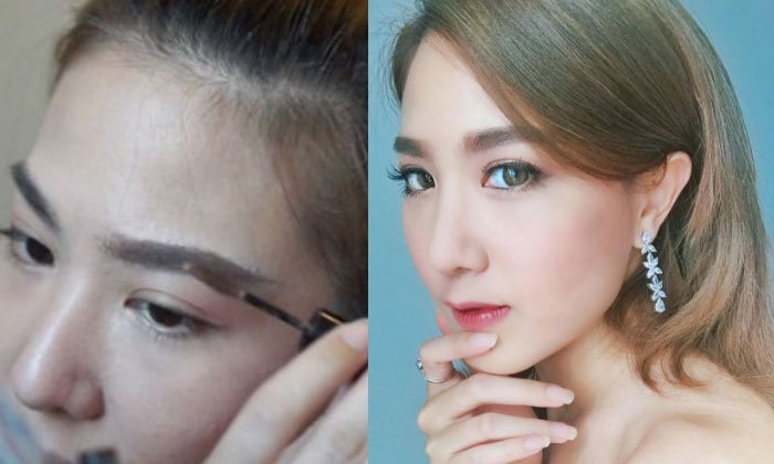 วิธีเขียนคิ้วปัง สวยเป๊ะ ติดทนทั้งวันของ ฝ้าย นิชานันท์ นางร้ายหน้าสวย