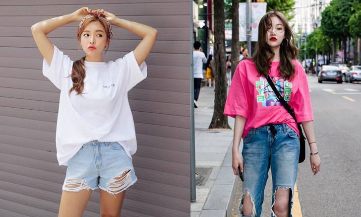 29 แฟชั่น เสื้อยืดตัวใหญ่แมตช์กับกางเกงยีนส์ แค่นี้ก็เท่ระเบิด