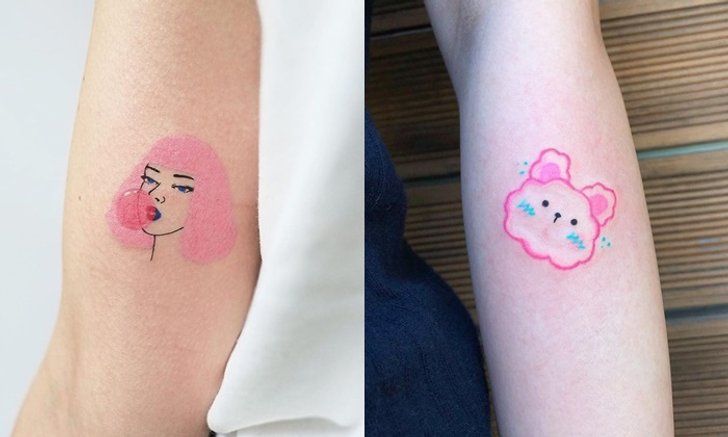 สายหวานมาทางนี้จ้า รวมไอเดียรอยสักมินิมอลสีชมพูแสนคิวท์