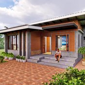 แบบบ้านชั้นเดียวสไตล์โมเดิร์นลอฟท์ หลังเล็กกะทัดรัด สวย ดิบ เท่ ด้วยผนังปูนเปลือย และอิฐโชว์แนว 2 ห้องนอน 1 ห้องน้ำ