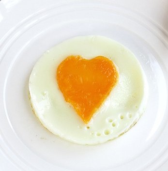 heart shaped yolk freid egg