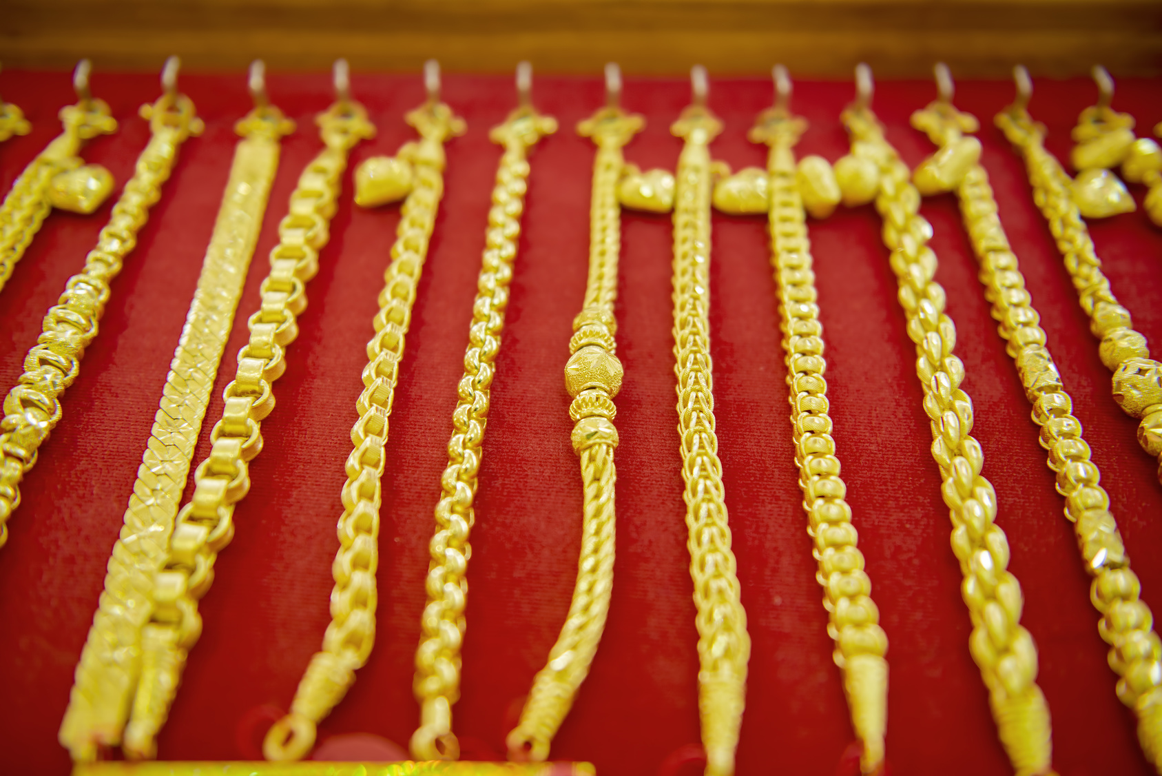 collection of golden bracelet.