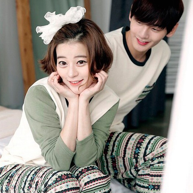 1510584949 korean couple long comfortable knitted cotton couples pajamas nightwear pajamas men pijama feminino