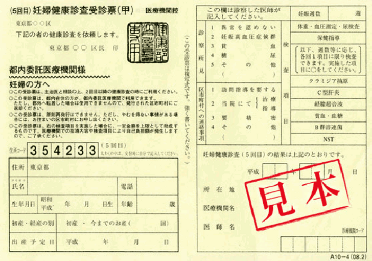 • คูปองหักลดหย่อนค่าตรวจ (妊婦健康診査受診票)