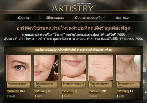 ลุ้นรับ Gift Voucher จาก After You ได้ง่ายๆกับ ARTISTRY VOTE