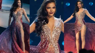 "ฟ้าใส ปวีณสุดา" พาชุดราตรีสีแดงเพลิงแบรนด์ไทย เข้ารอบ 5 คนสุดท้าย Miss Universe 2019