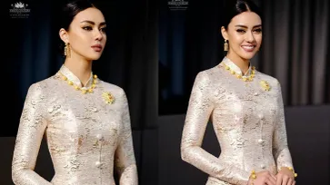 "อแมนด้า ชาลิสา" สวยตราตึง ในชุดไทยจิตรลดาผ้าไหมสีทองคำ