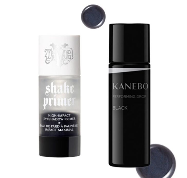 จากซ้าย: Kat Von D Shake Vegan Eyeshadow Primer / Kanebo Performing Drops สี Black