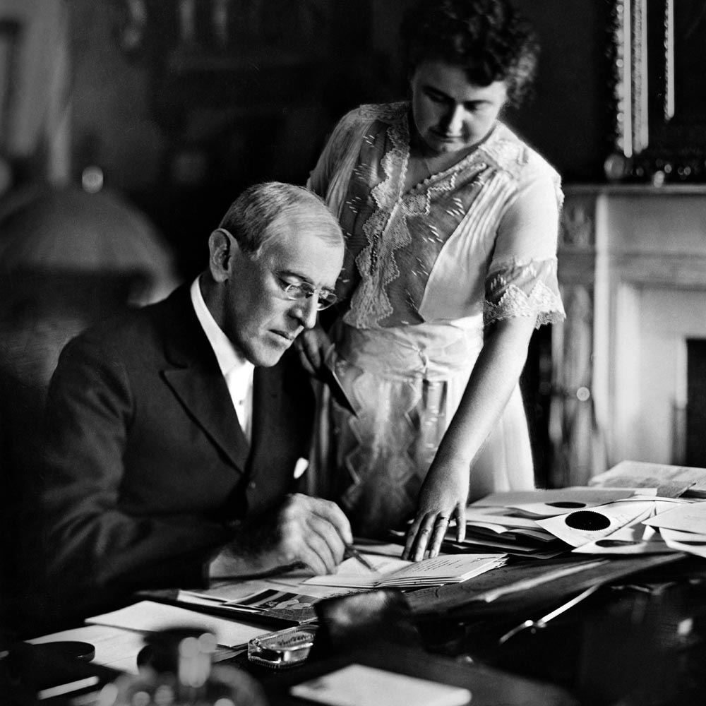 ประธานาธิบดี Woodrow Wilson และภริยา Edith Wilson: Library of Congress