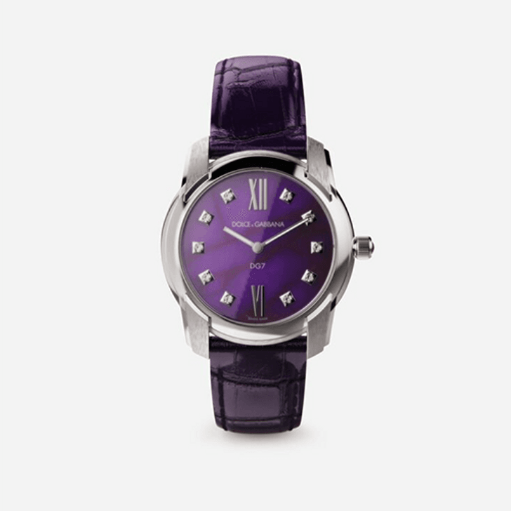 Dolce & Gabbana DG7 watch in steel with sugilite and diamonds