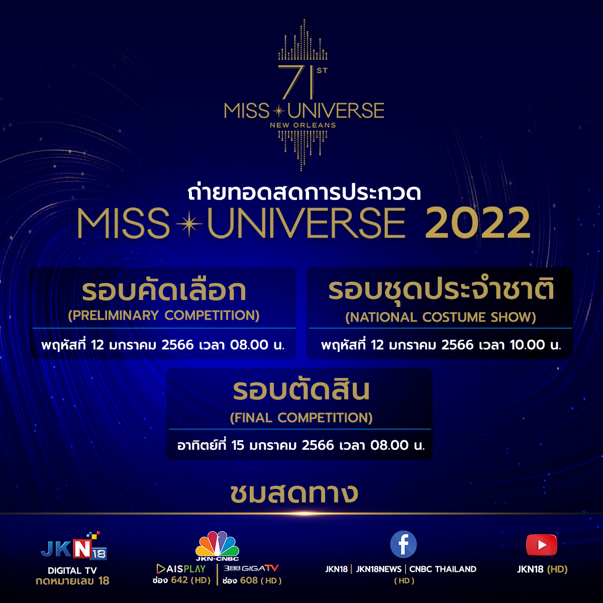 Miss universe 2022 ถ่ายทอดสด