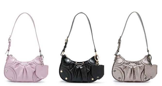 BOOGIE Bag ในสี purple, glossy black และ gunmetal color