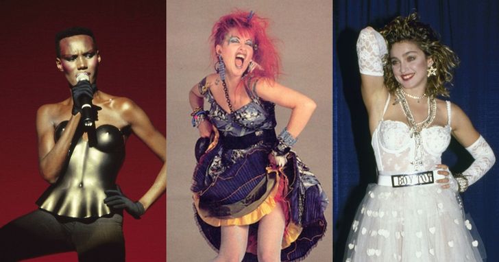 (จากซ้าย) Grace Jones, Cyndi Lauper, Madonna