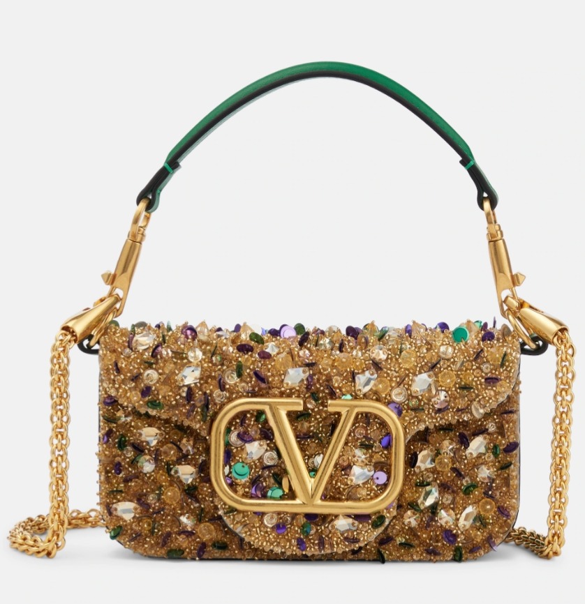 Valentino Locò Embellished Leather Shoulder Bag