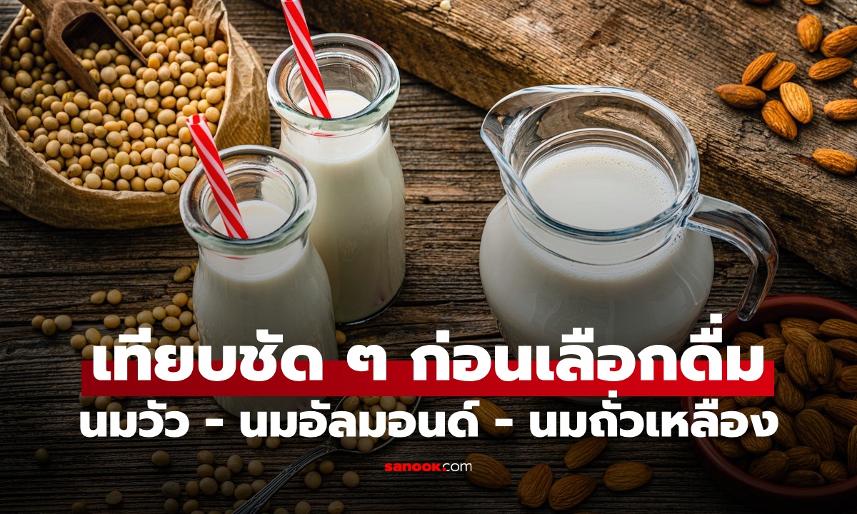 เลือกผิดสุขภาพพัง? รู้ก่อนดื่ม นมวัว - นมอัลมอนด์ - นมถั่วเหลือง