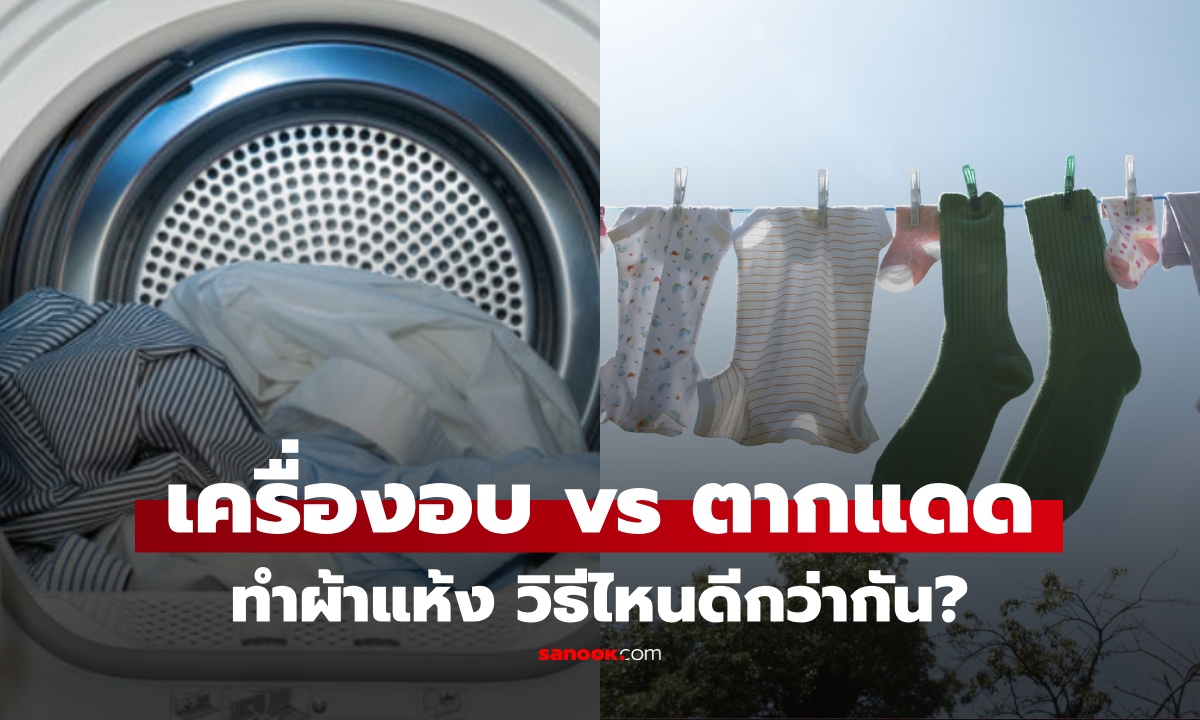 เปิดศึก "เครื่องอบผ้า VS ตากแดด" ผ้าแห้งวิธีไหนดีกว่า? เทียบชัดทั้งความสะอาด ประหยัด และถนอมผ้า